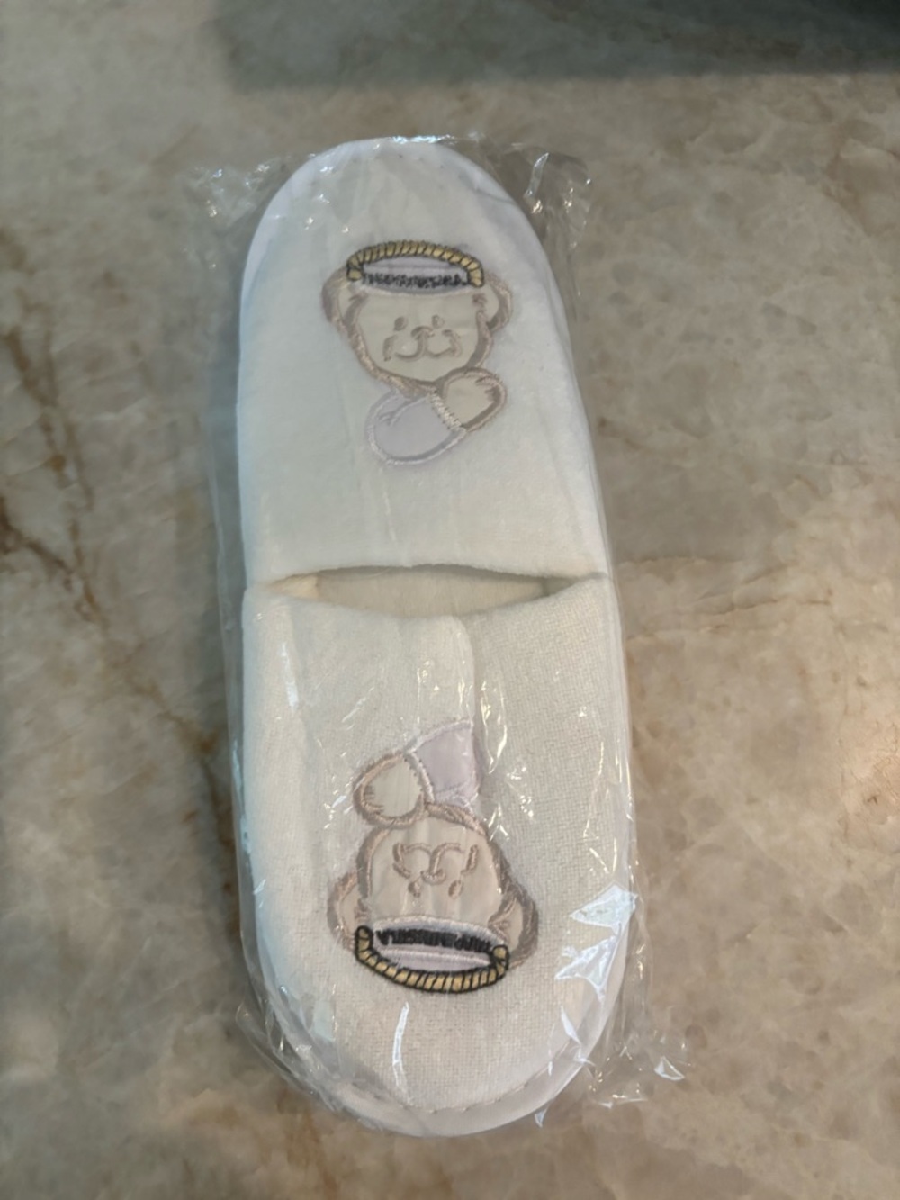 Kids Embroidered Bear Spa Slippers